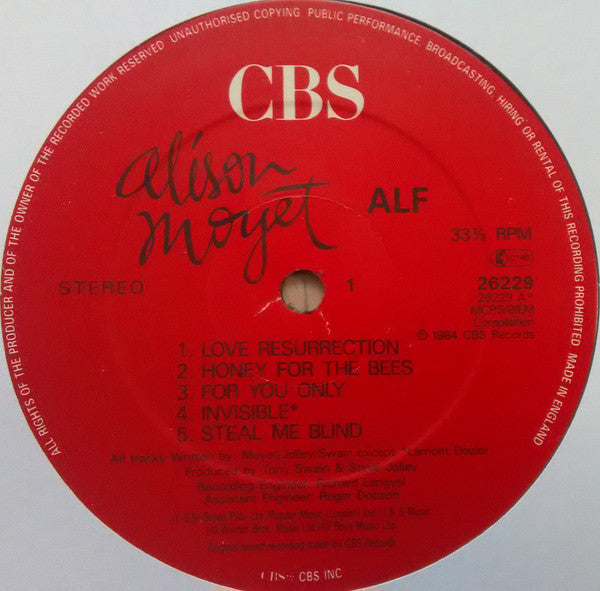 Alison Moyet : Alf (LP, Album, RP, Red)