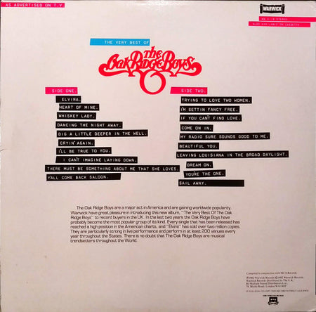 The Oak Ridge Boys : The Very Best Of The Oak Ridge Boys (LP, Comp)