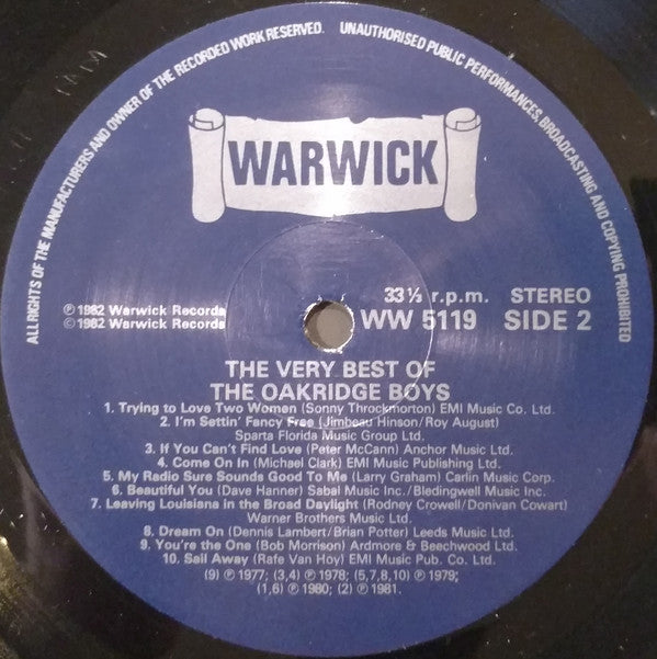 The Oak Ridge Boys : The Very Best Of The Oak Ridge Boys (LP, Comp)