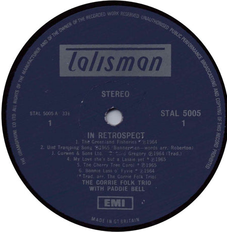 The Corrie Folk Trio With Paddie Bell : In Retrospect (LP, Comp, RE)