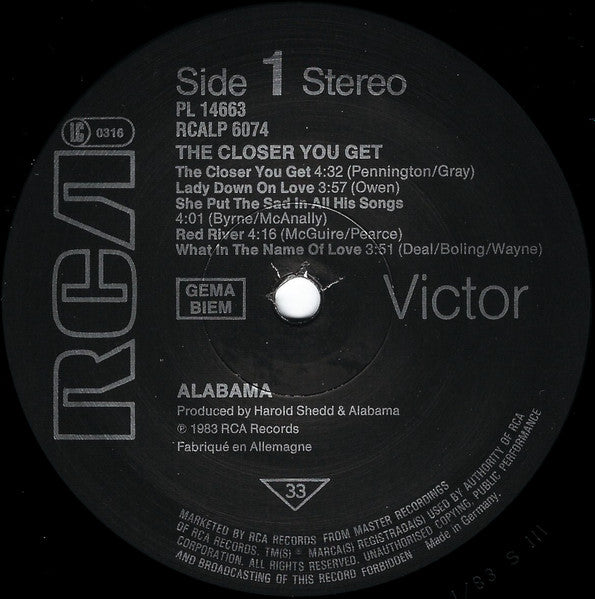Alabama : The Closer You Get... (LP, Album)