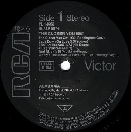 Alabama : The Closer You Get... (LP, Album)