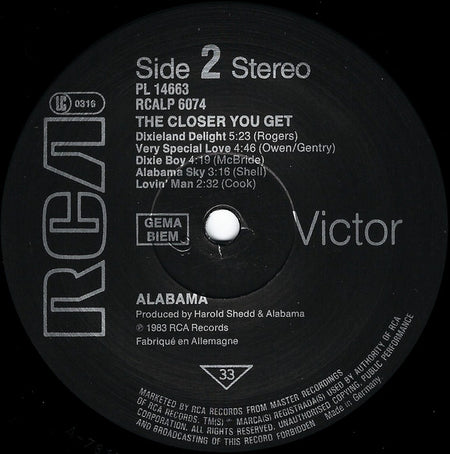 Alabama : The Closer You Get... (LP, Album)