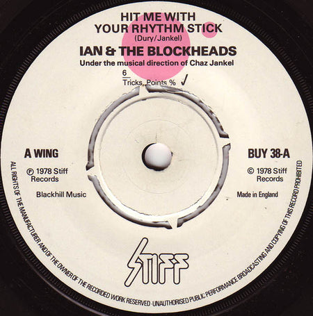 Ian Dury And The Blockheads : Hit Me With Your Rhythm Stick (7", Single)