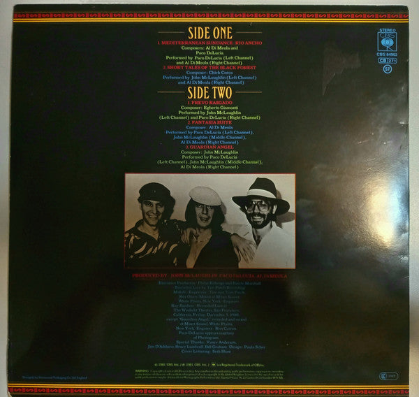 John McLaughlin / Al Di Meola / Paco De Lucía : Friday Night In San Francisco (LP, Album)