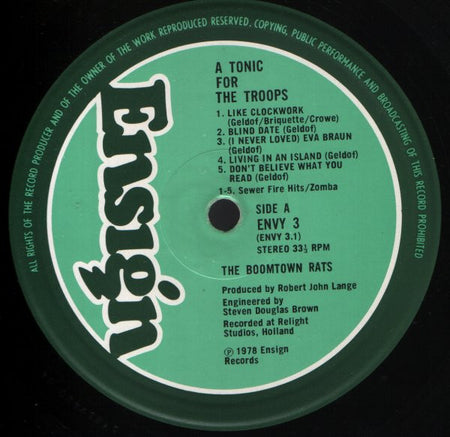 The Boomtown Rats : A Tonic For The Troops (LP, Album, Gre)