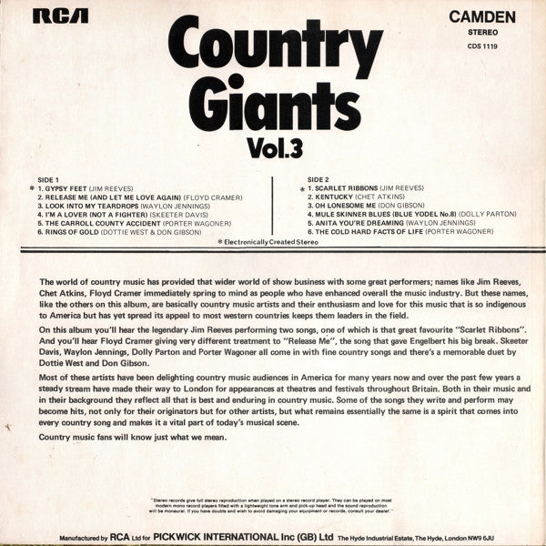 Various : Country Giants Vol. 3 (LP, Comp)