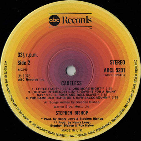 Stephen Bishop : Careless (LP, Album)