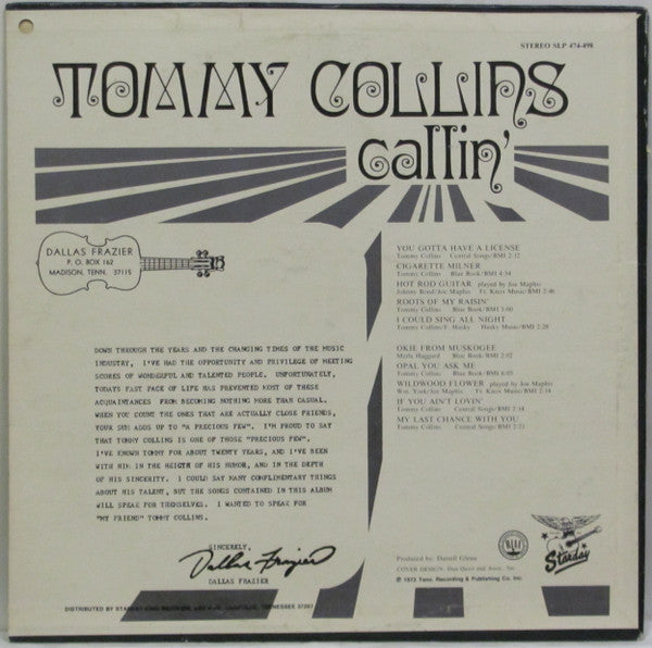 Tommy Collins : Callin' (LP, Album)