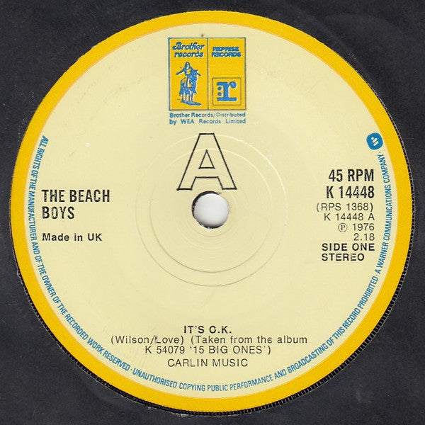 The Beach Boys : It's O.K. (7", Single)