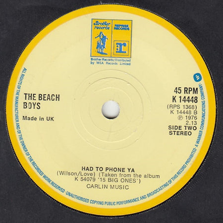 The Beach Boys : It's O.K. (7", Single)