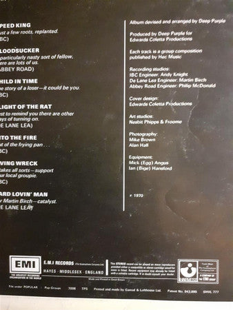Deep Purple : Deep Purple In Rock (LP, Album, RP, Tra)