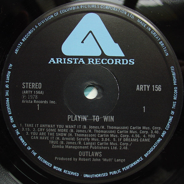 Outlaws : Playin' To Win (LP, Album)