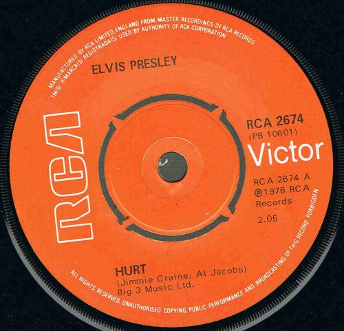 Elvis Presley : Hurt (7", Single)
