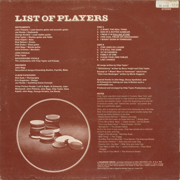 Chip Taylor : Chip Taylor's Last Chance (LP, Album)