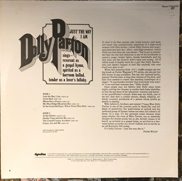 Dolly Parton : Just The Way I Am (LP, Comp, Ind)