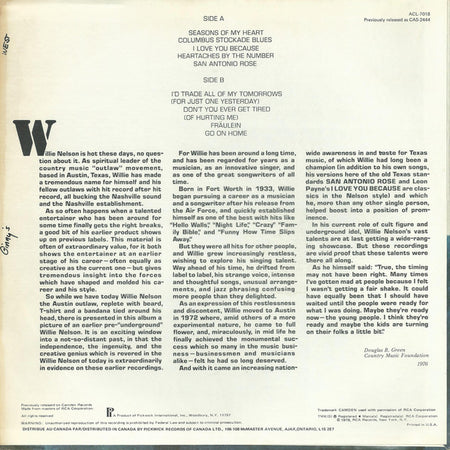 Willie Nelson : "Columbus Stockade Blues" And Other Country Favorites (LP, RE, Kee)