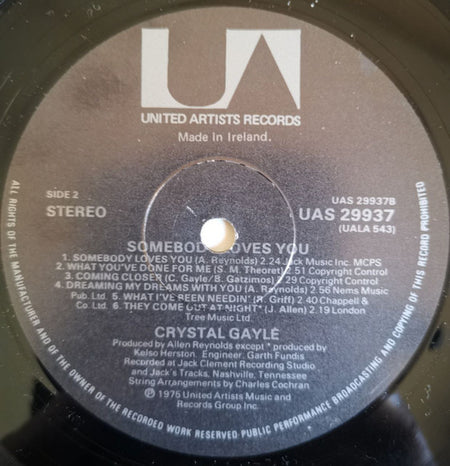 Crystal Gayle : Somebody Loves You (LP, Album)