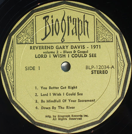 Reverend Gary Davis* : Volume 2 - 1971 / Lord I Wish I Could See (LP, Album)