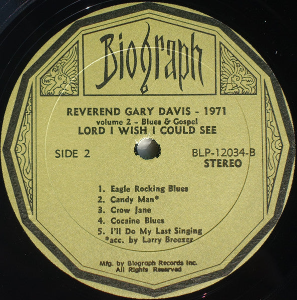 Reverend Gary Davis* : Volume 2 - 1971 / Lord I Wish I Could See (LP, Album)