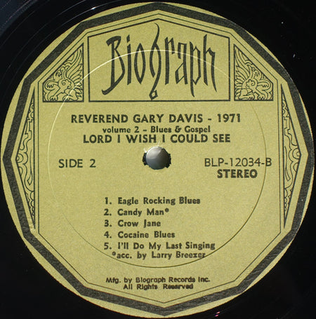 Reverend Gary Davis* : Volume 2 - 1971 / Lord I Wish I Could See (LP, Album)