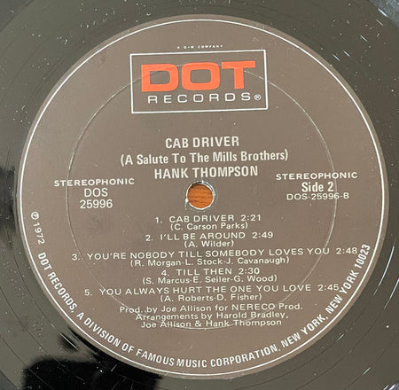 Hank Thompson : Cab Driver - A Salute To The Mills Brothers (LP, Album, Mon)