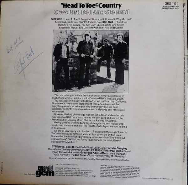 Crawford Bell And Steelrail : "Head To Toe"- Country (LP, Album)