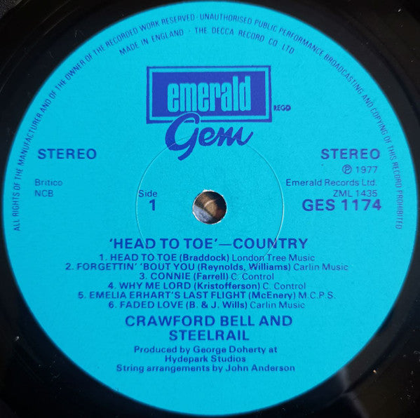 Crawford Bell And Steelrail : "Head To Toe"- Country (LP, Album)