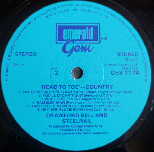 Crawford Bell And Steelrail : "Head To Toe"- Country (LP, Album)