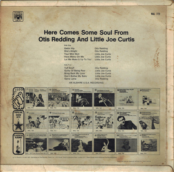 Otis Redding And Little Joe Curtis : Here Comes Some Soul From Otis Redding And Little Joe Curtis (LP, Comp, Mono)