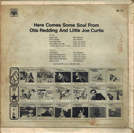 Otis Redding And Little Joe Curtis : Here Comes Some Soul From Otis Redding And Little Joe Curtis (LP, Comp, Mono)