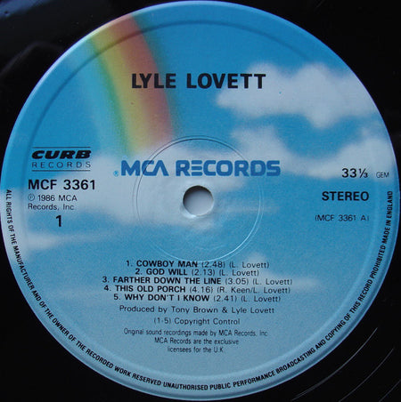 Lyle Lovett : Lyle Lovett (LP, Album, PRS)