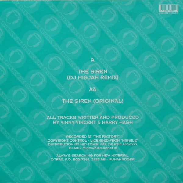 Vinny Vincent & Harry Hash : The Siren (12")