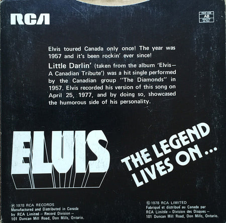 Elvis* : Little Darlin' (7", Single, Gol)