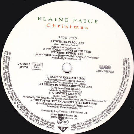 Elaine Paige : Christmas (LP)