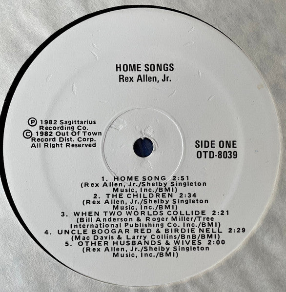 Rex Allen Jr. : Home Songs (LP, Album)