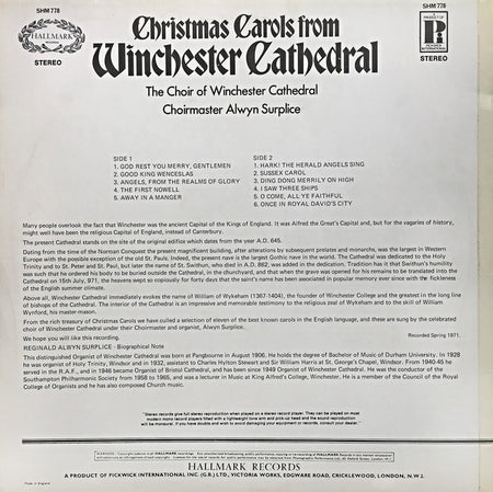Winchester Cathedral Choir : Christmas Carols From Winchester Cathedral (LP)