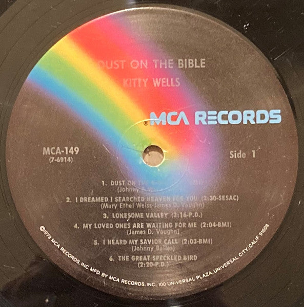 Kitty Wells : Dust On The Bible (LP, Album, RE, Pin)