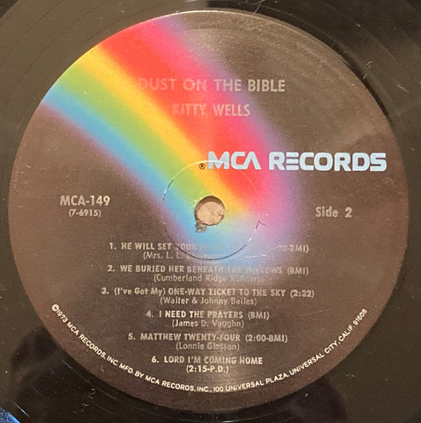 Kitty Wells : Dust On The Bible (LP, Album, RE, Pin)