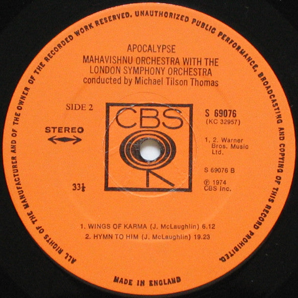 Mahavishnu Orchestra With The London Symphony Orchestra, Michael Tilson Thomas : Apocalypse (LP, Album)