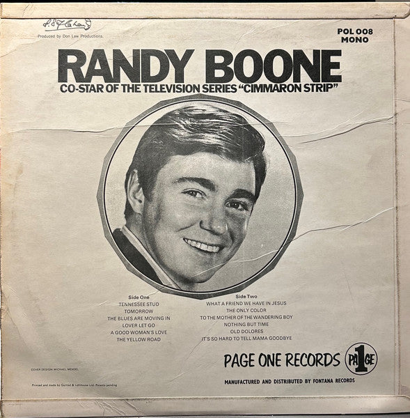 Randy Boone : Co-Star Of The Television Series "Cimarron Strip" (LP, Album, Mono)