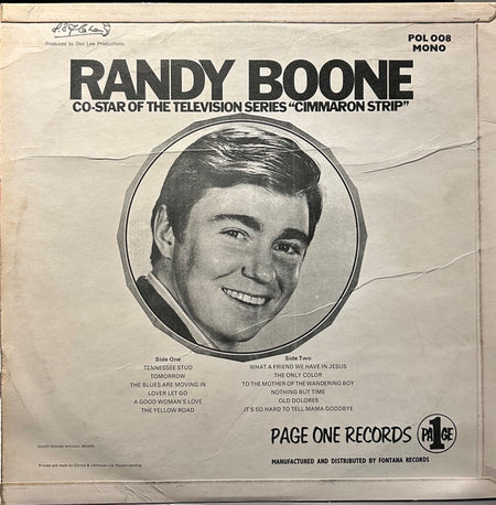 Randy Boone : Co-Star Of The Television Series "Cimarron Strip" (LP, Album, Mono)