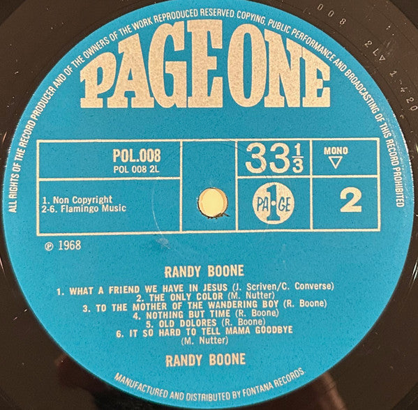 Randy Boone : Co-Star Of The Television Series "Cimarron Strip" (LP, Album, Mono)