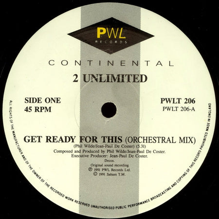2 Unlimited : Get Ready For This (12", M/Print)