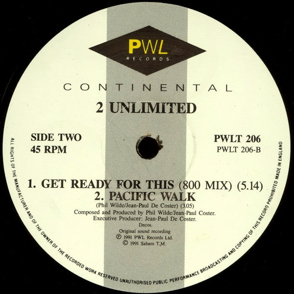 2 Unlimited : Get Ready For This (12", M/Print)