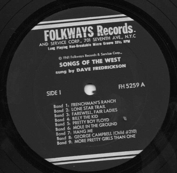 Dave Fredrickson : Songs Of The West (LP, Bla)