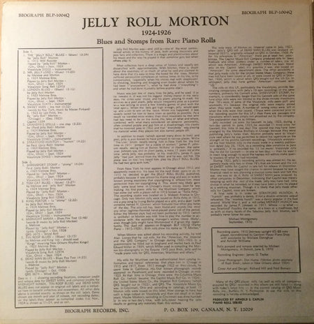 Jelly Roll Morton : 1924-1926 Blues And Stomps From Rare Piano Rolls (LP, Comp)