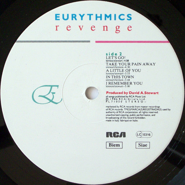 Eurythmics : Revenge (LP, Album, RCA)