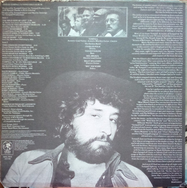 Tompall And His Outlaw Band : The Great Tompall And His Outlaw Band (LP, Album, All)