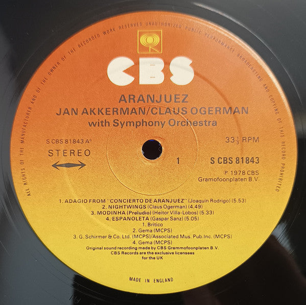 Jan Akkerman & Claus Ogerman : Aranjuez (LP, Album)